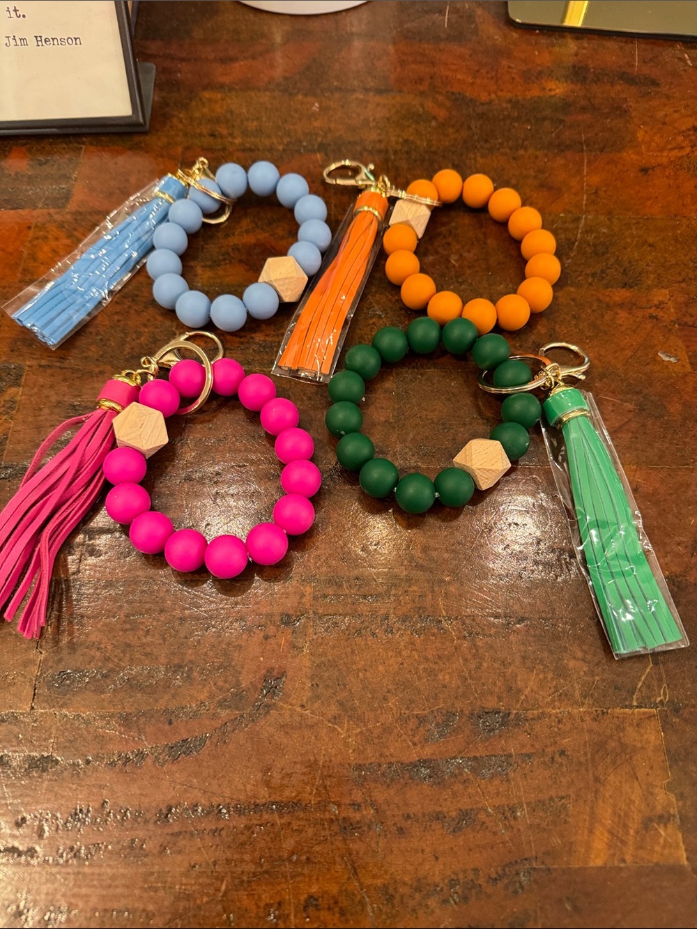 Beaded Tassel Wrist Keychain Bracelet